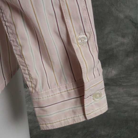 EUC Liz Claiborne LIZWEAR Long Sleeve Striped Button Up BLOUSE Size MEDIUM  ANB - Picture 4 of 5